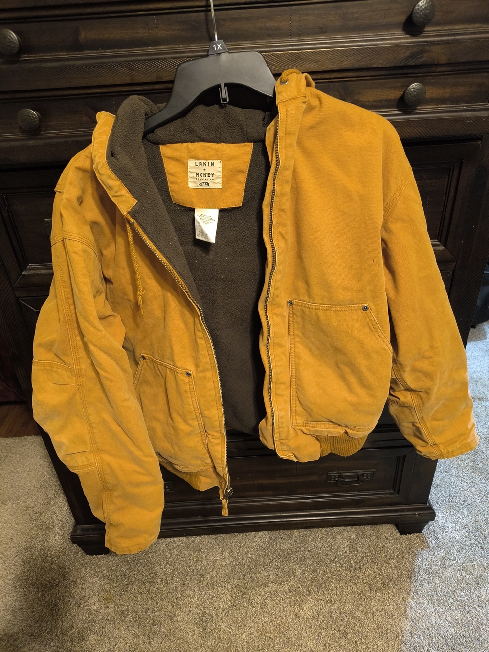 Men's Hooded Work Jacket - Mustard